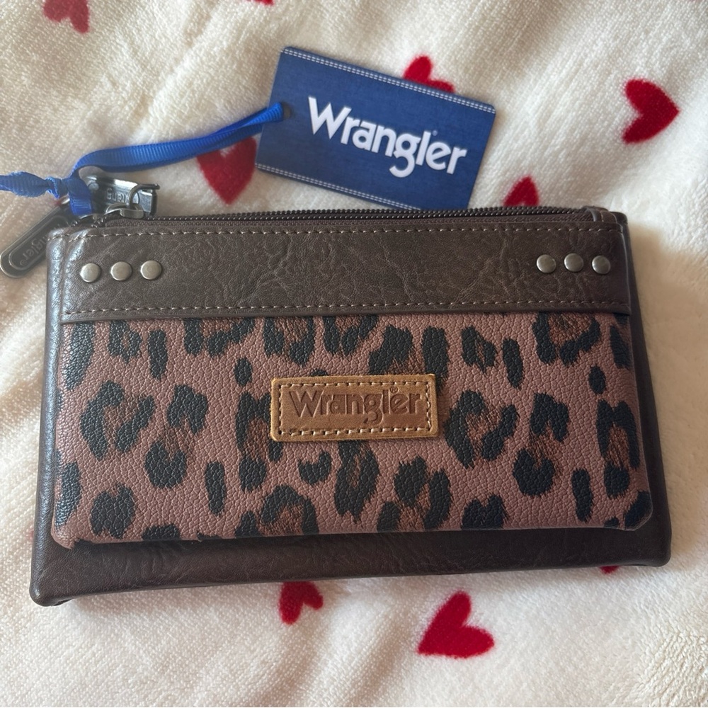 Wrangler Brown Leopard Print Women's Wallet Card Case Clutch Y2K Style Wallet